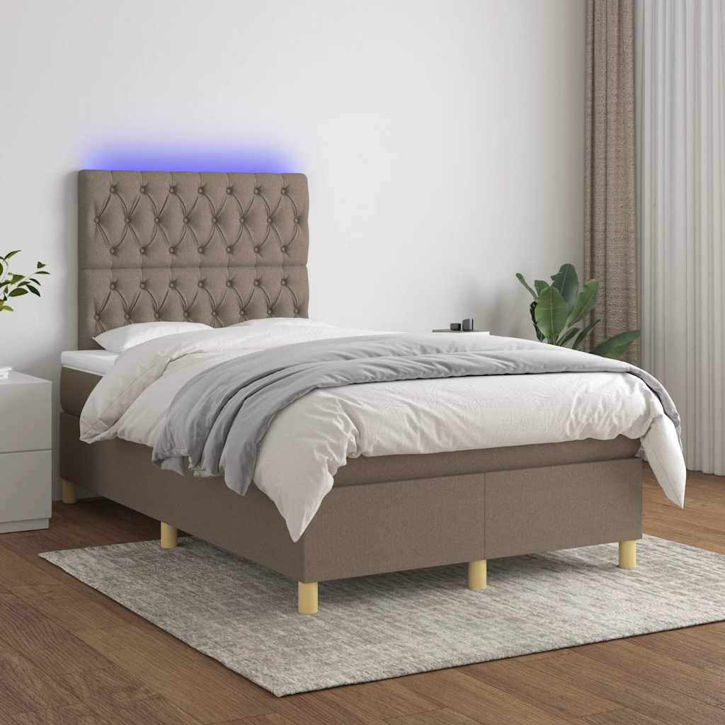 tópszínű szövet rugós és LED-es ágy matraccal 120x190cm