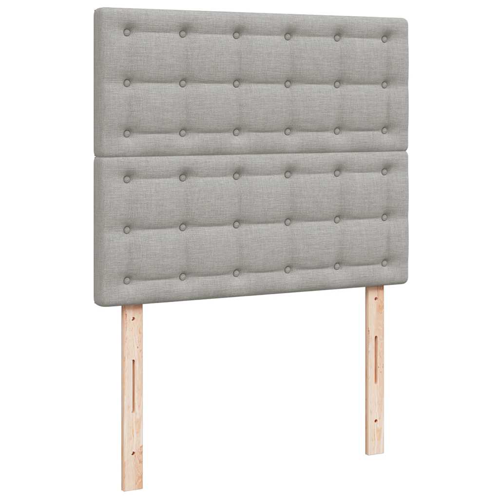 világosszürke szövet rugós és LED-es ágy matraccal 120x190 cm