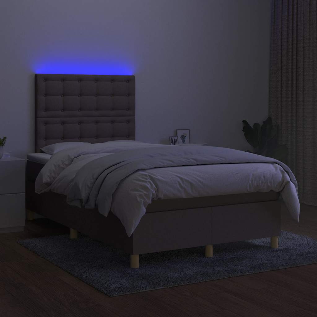 tópszínű szövet rugós és LED-es ágy matraccal 120x190cm