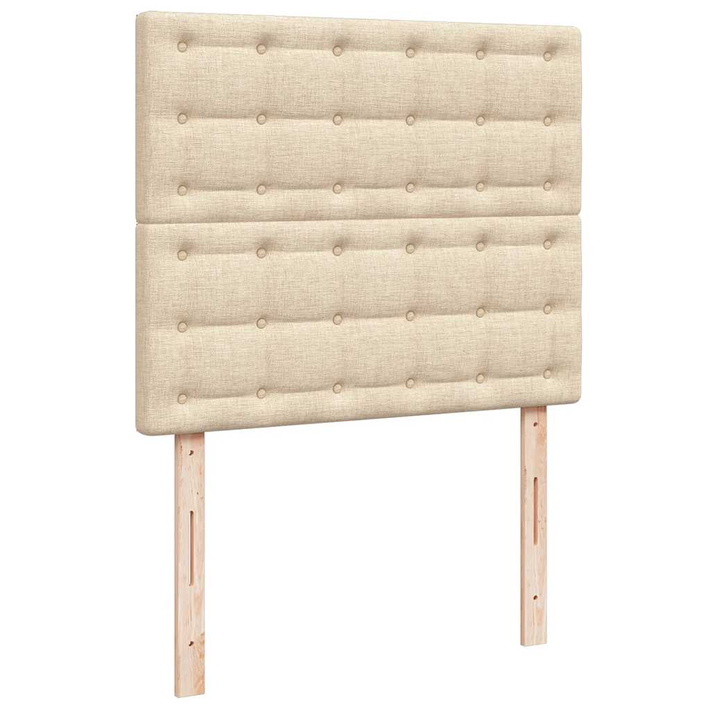 krémszínű szövet rugós és LED-es ágy matraccal 120x190cm