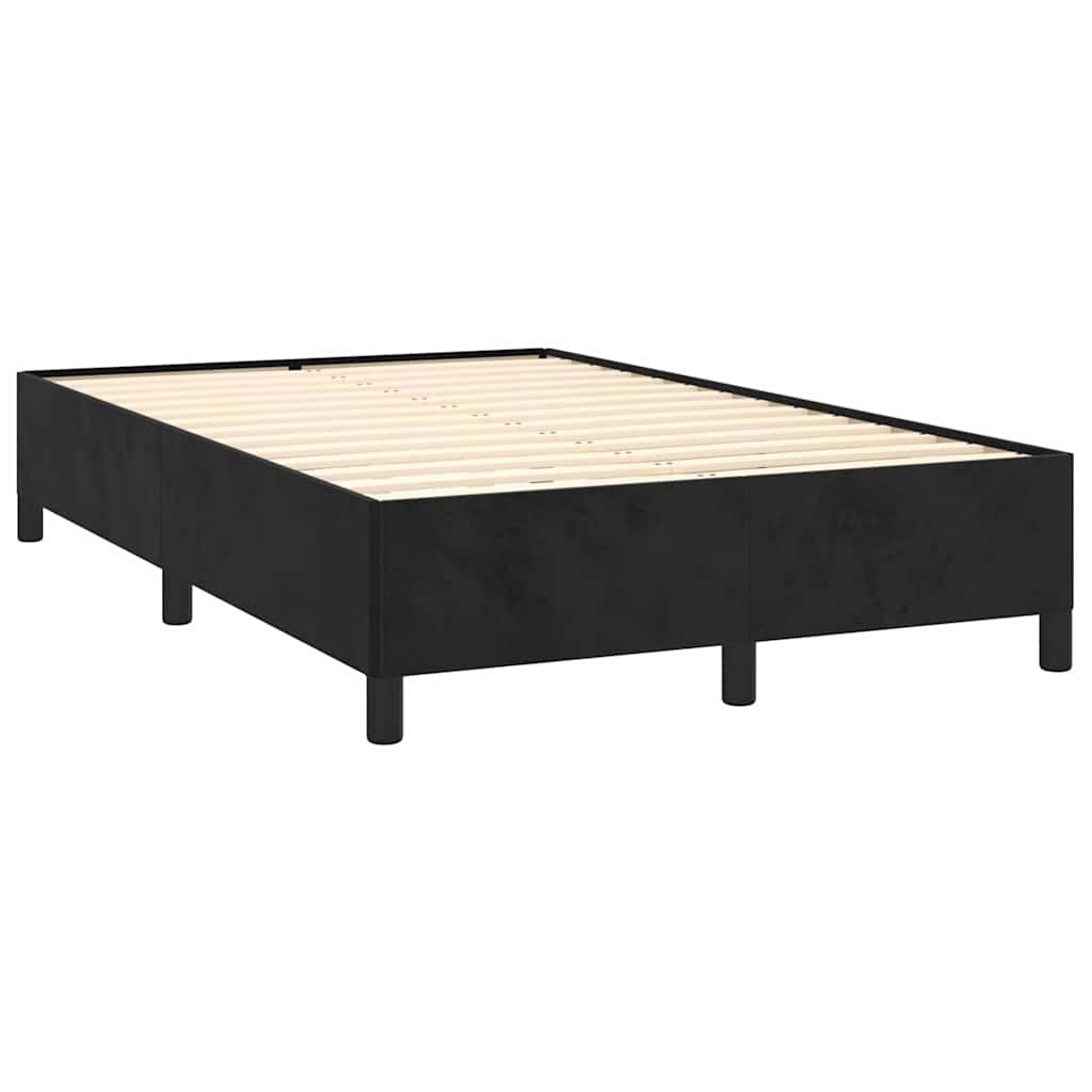 fekete bársony rugós és LED-es ágy matraccal 120x190 cm