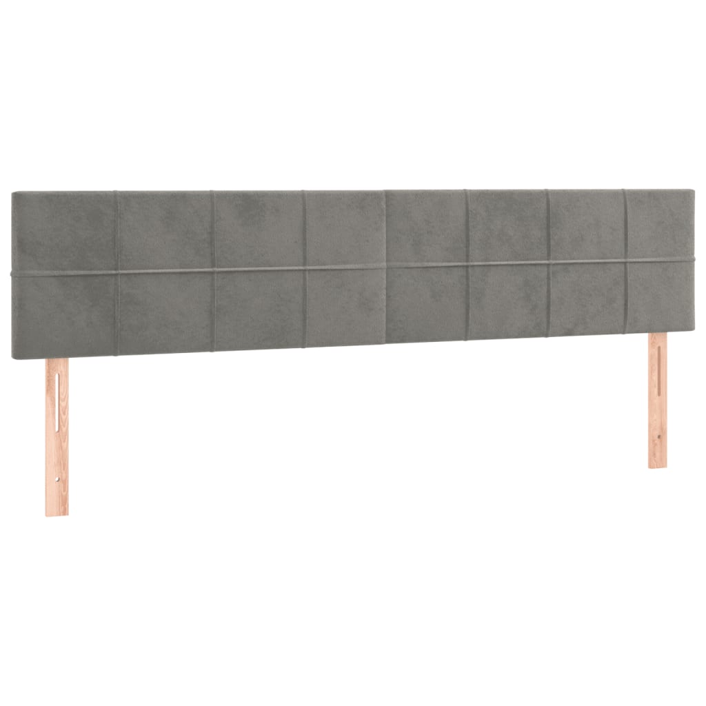 világosszürke bársony rugós és LED-es ágy matraccal 120x190 cm