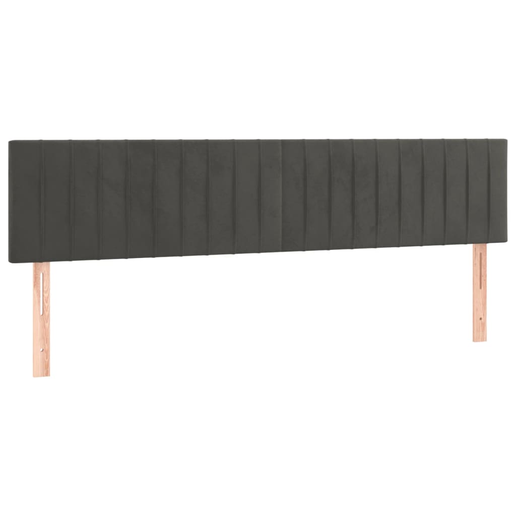 sötétszürke bársony rugós és LED-es ágy matraccal 120x190 cm