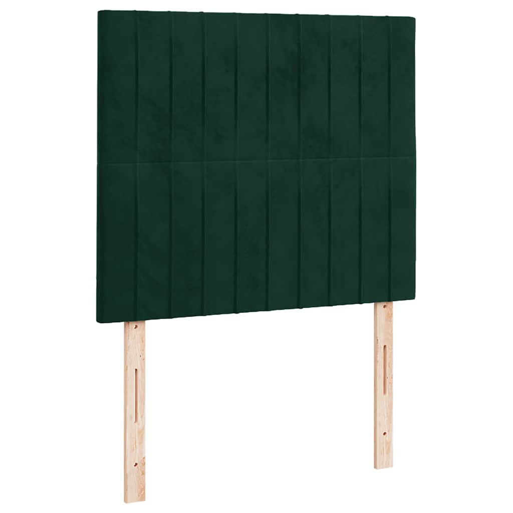 sötétzöld bársony rugós és LED-es ágy matraccal 120x190 cm