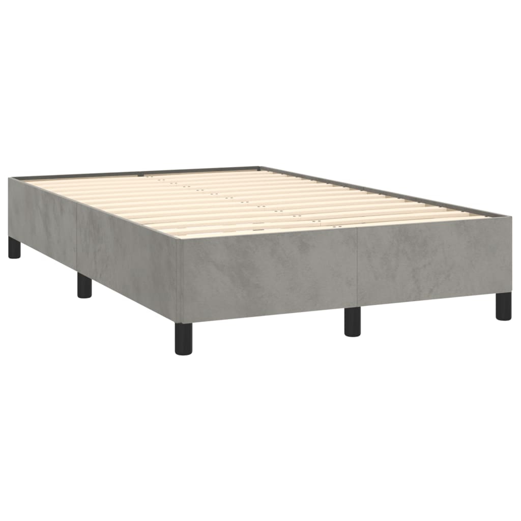 világosszürke bársony rugós és LED-es ágy matraccal 120x190 cm
