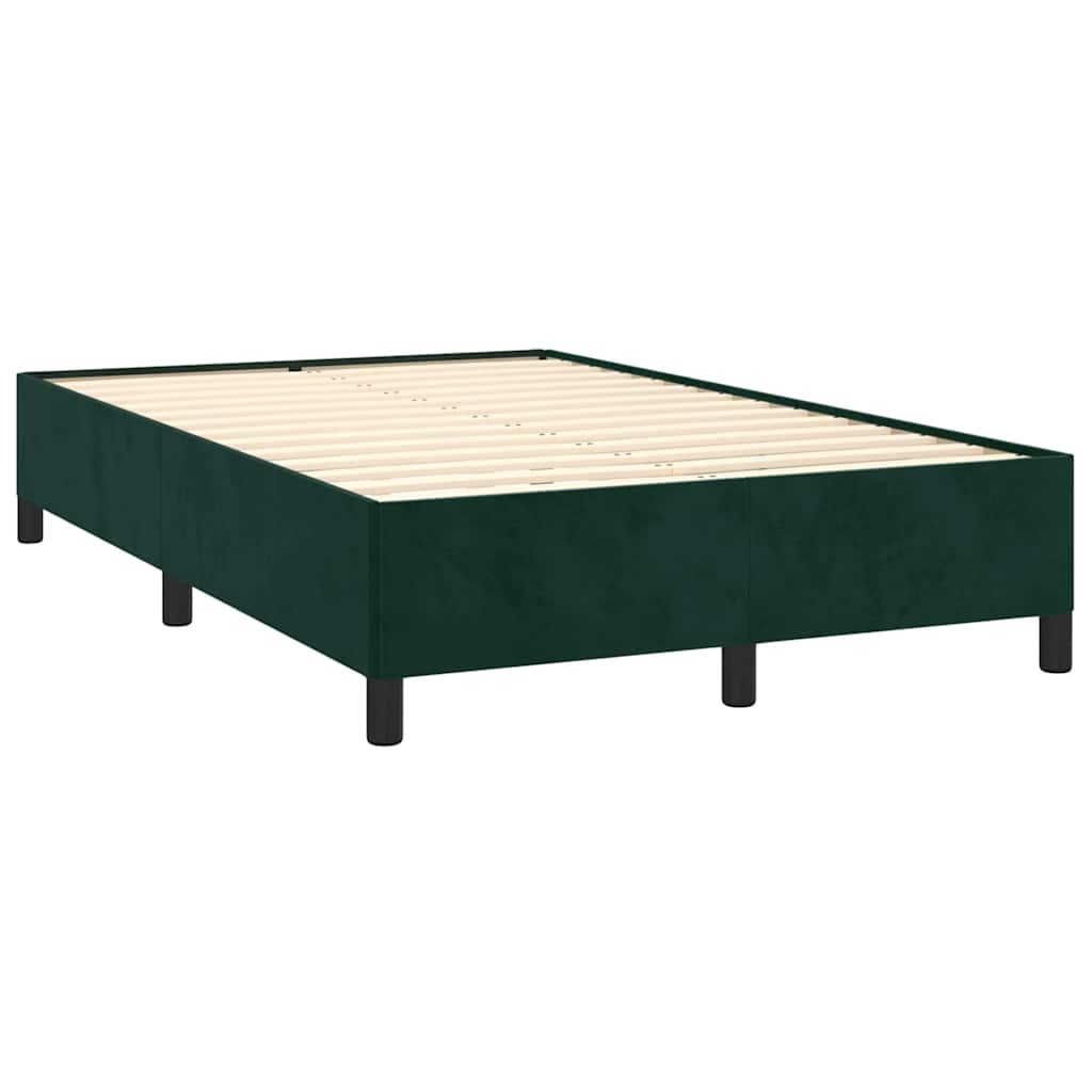 sötétzöld bársony rugós és LED-es ágy matraccal 120x190 cm