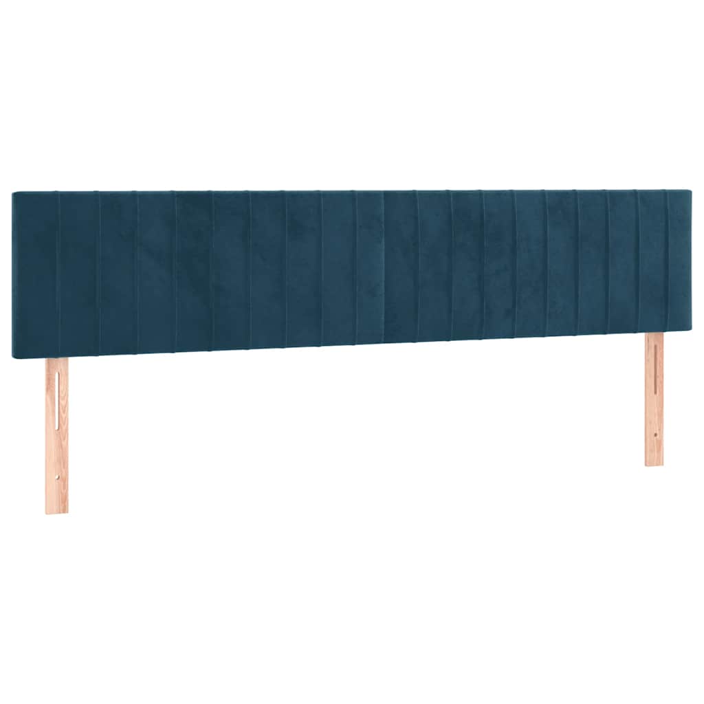 sötétkék bársony rugós ágy matraccal 120x190 cm