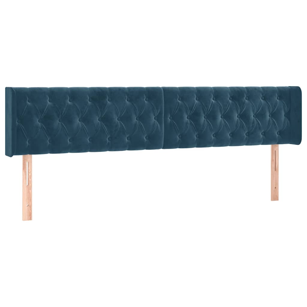 sötétkék bársony rugós ágy matraccal 120x190 cm