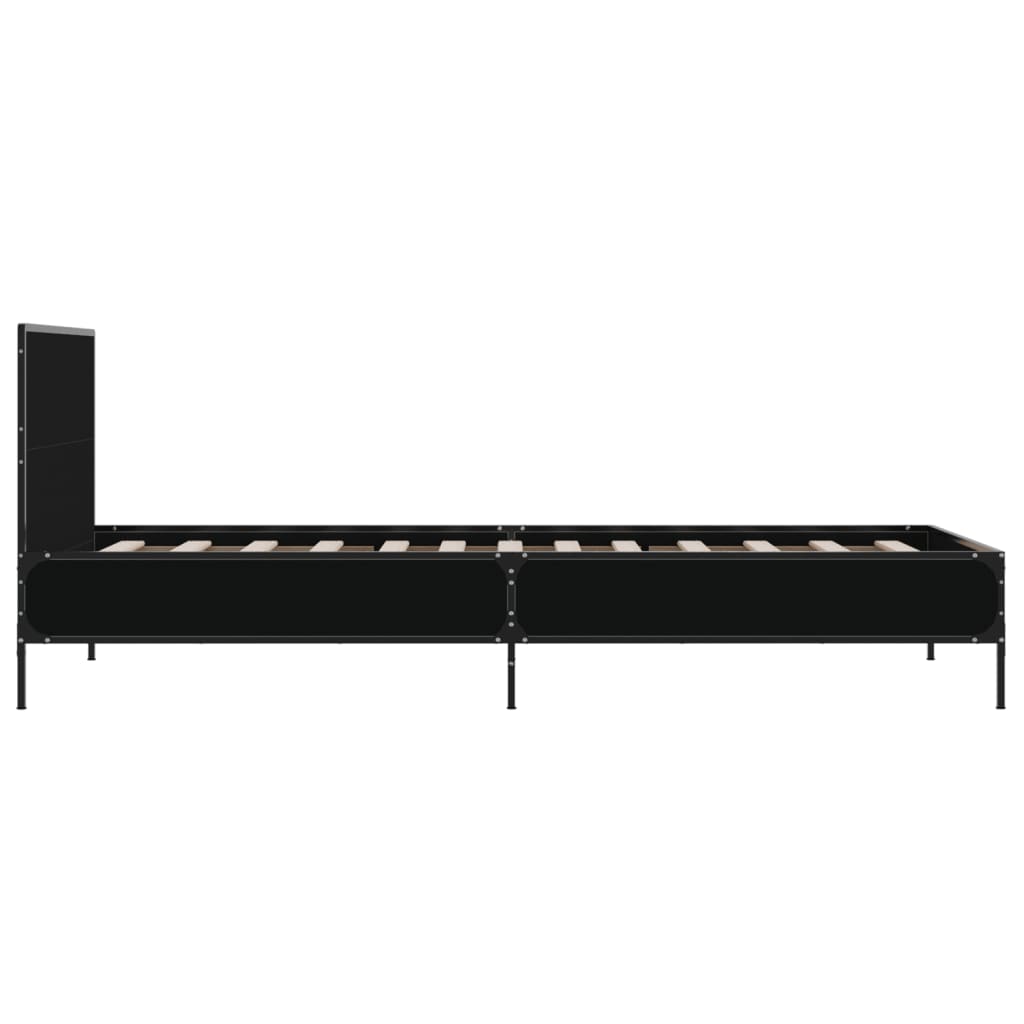 fekete szerelt fa és fém ágykeret 100 x 200 cm