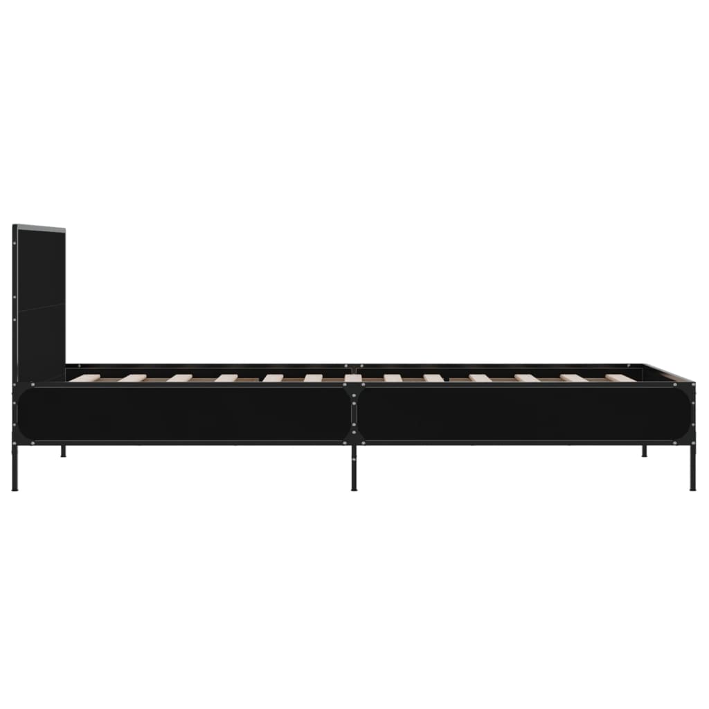 fekete szerelt fa és fém ágykeret 75 x 190 cm