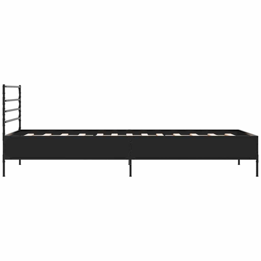 fekete szerelt fa és fém ágykeret 100 x 200 cm