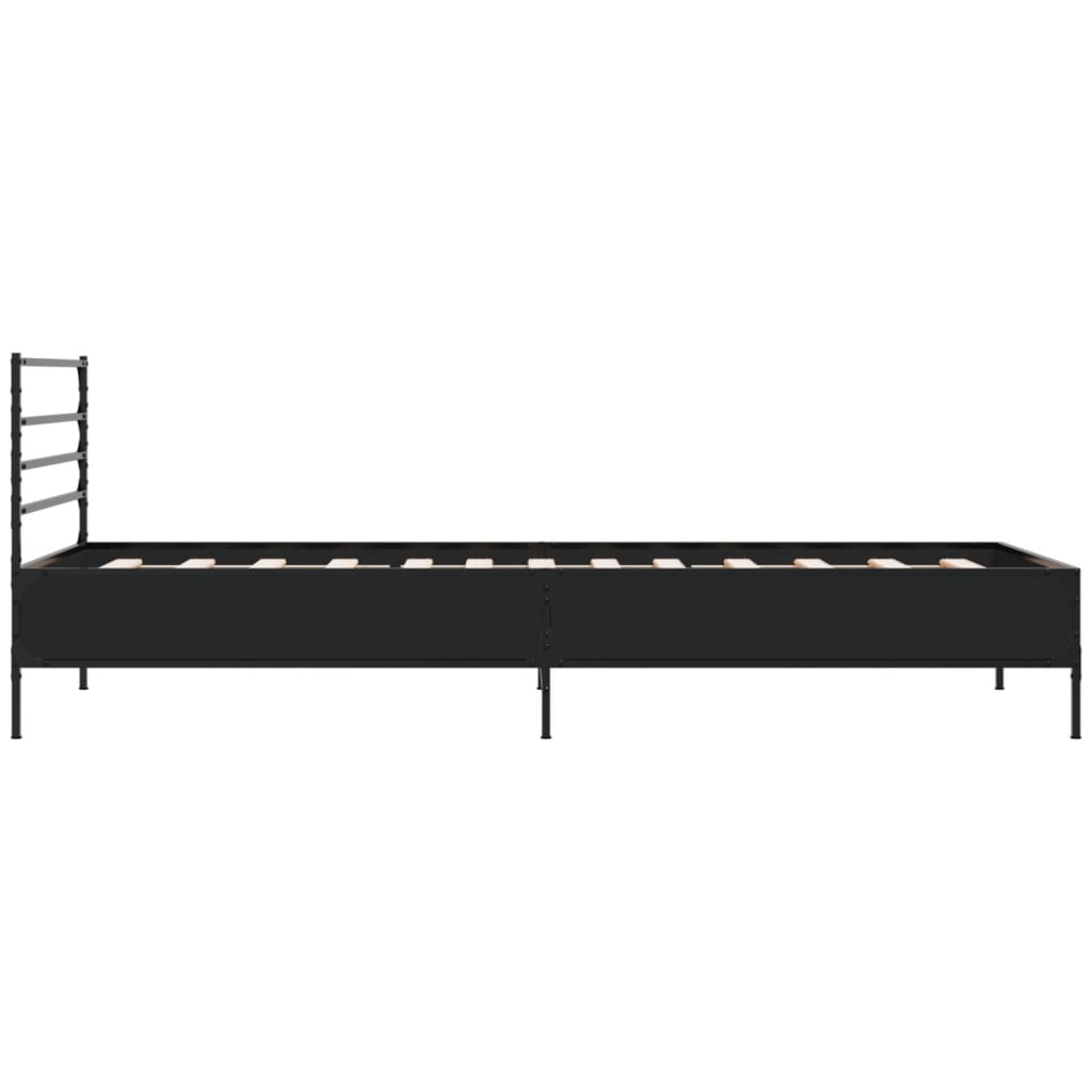 fekete szerelt fa és fém ágykeret 75 x 190 cm