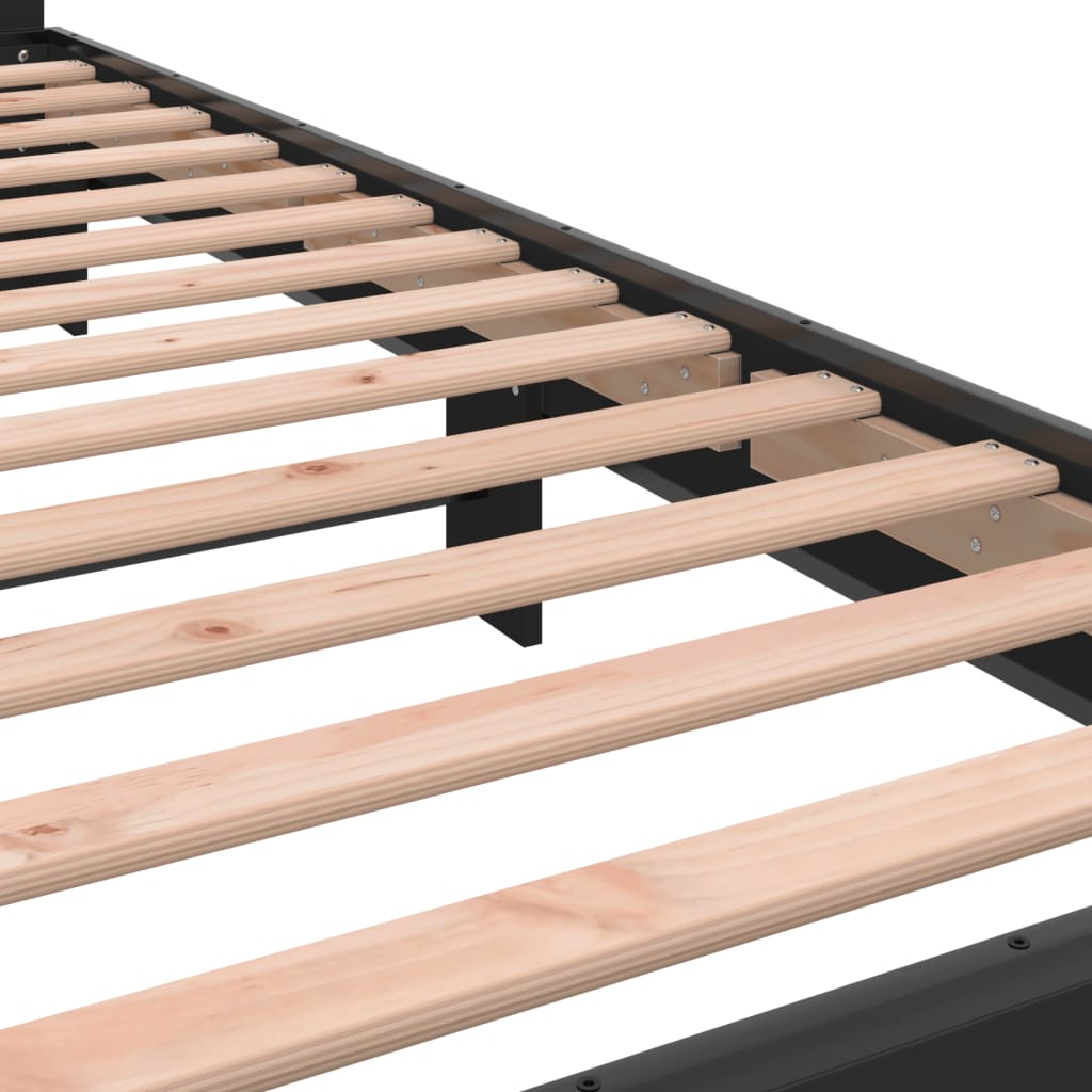 fekete szerelt fa és fém ágykeret 90 x 200 cm
