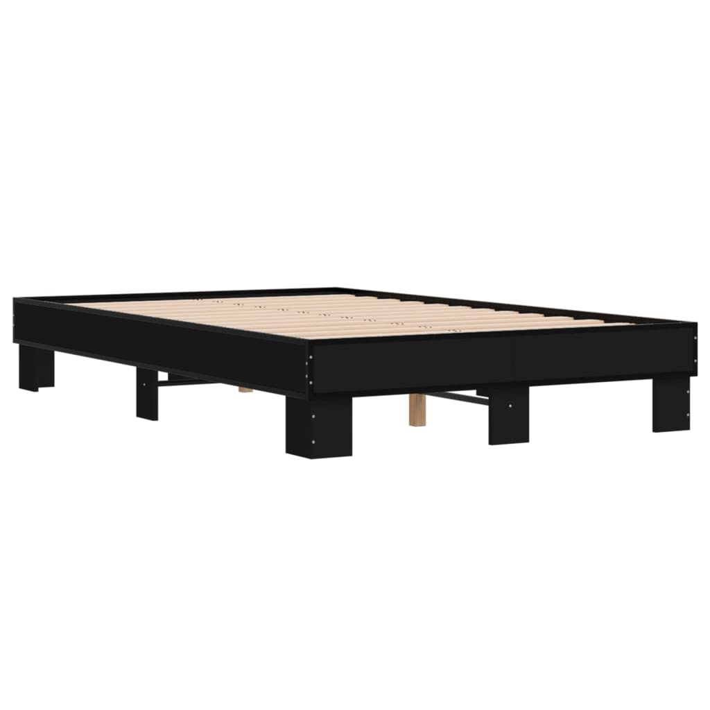 fekete szerelt fa és fém ágykeret 120 x 200 cm