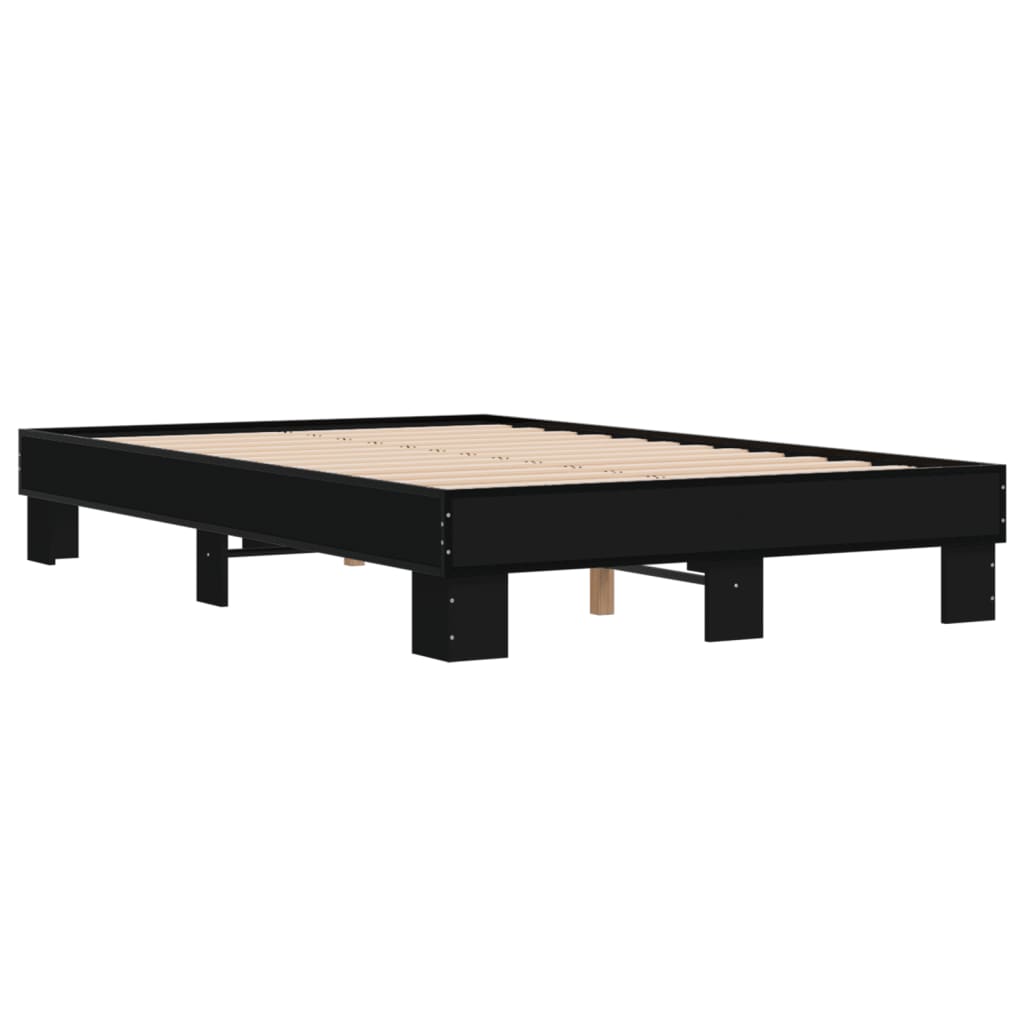 fekete szerelt fa és fém ágykeret 120 x 200 cm