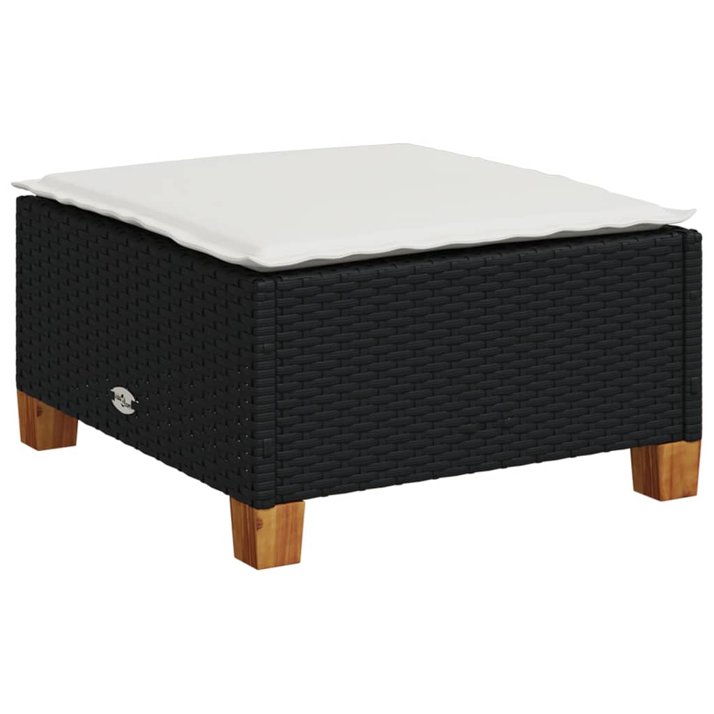 8 részes fekete polyrattan kerti ülőgarnitúra párnákkal