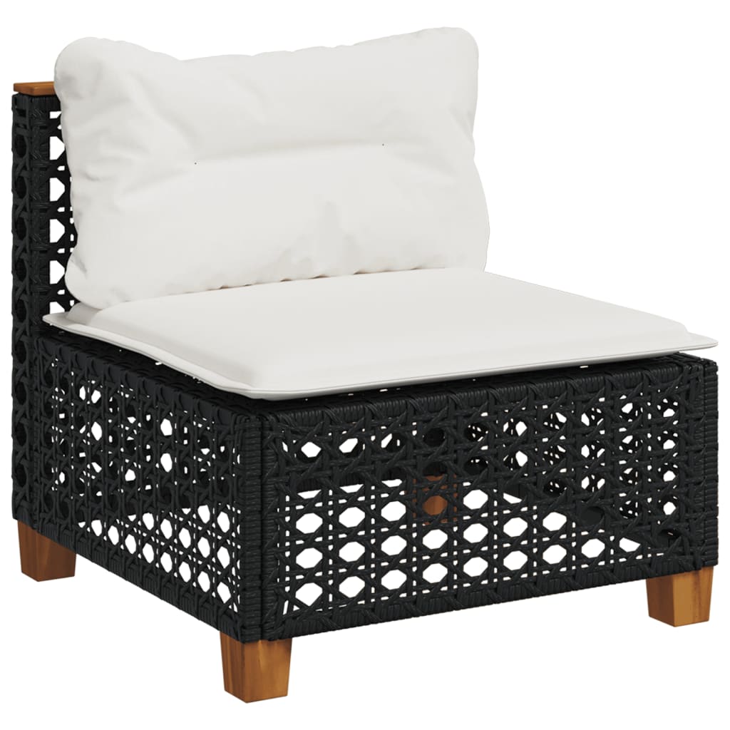4 részes fekete polyrattan kerti ülőgarnitúra párnákkal