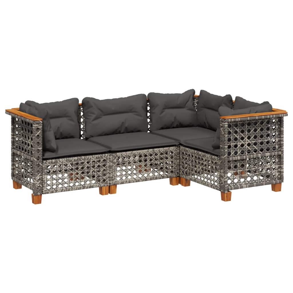 4 részes szürke polyrattan kerti ülőgarnitúra párnákkal