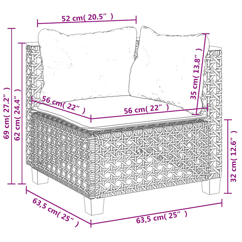 4 részes bézs polyrattan kerti ülőgarnitúra párnákkal
