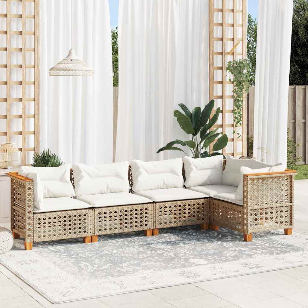 5 részes bézs polyrattan kerti ülőgarnitúra párnákkal