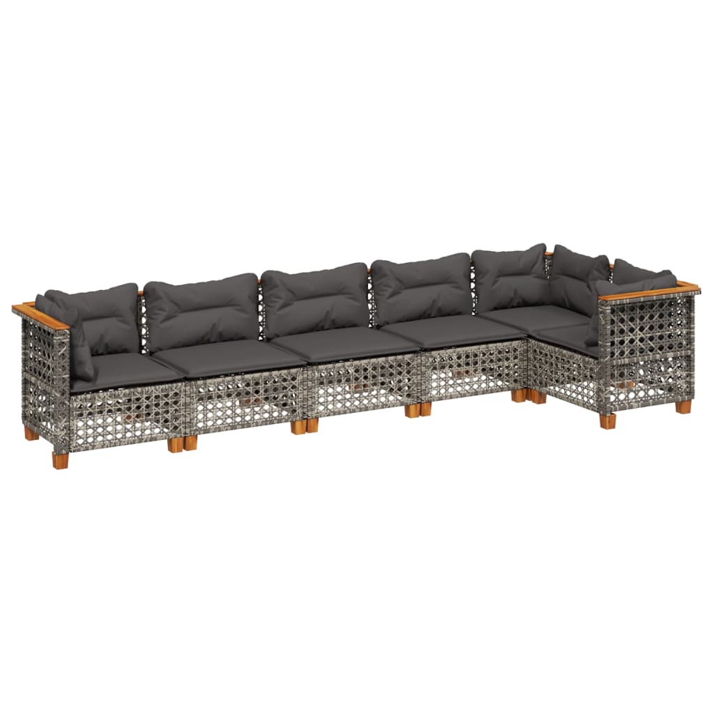 6 részes szürke polyrattan kerti ülőgarnitúra párnákkal