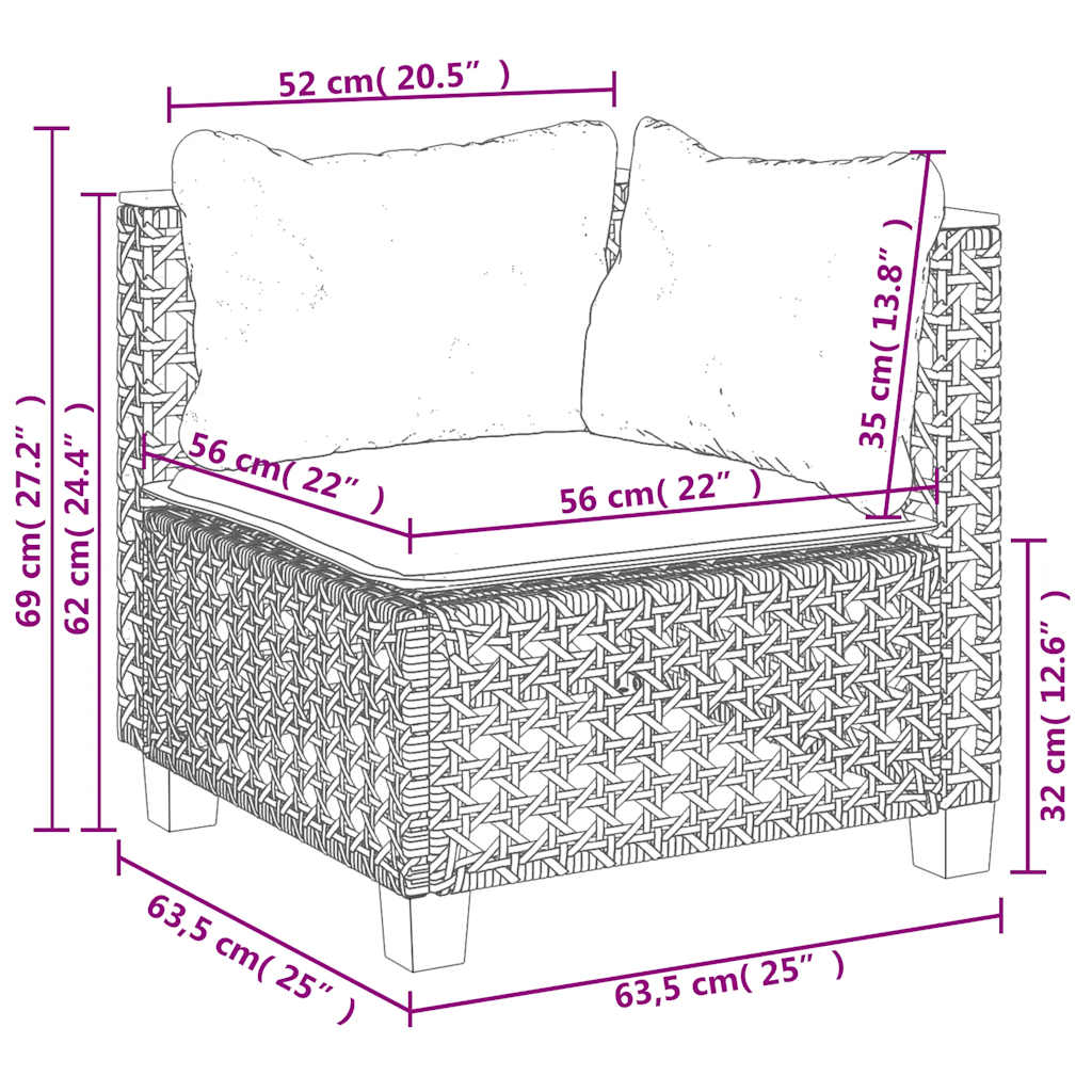 7 részes bézs polyrattan kerti ülőgarnitúra párnákkal
