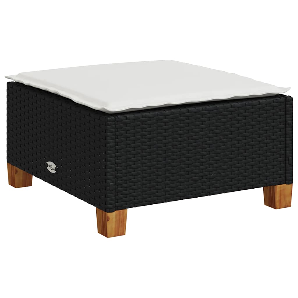 6 részes fekete polyrattan kerti ülőgarnitúra párnákkal