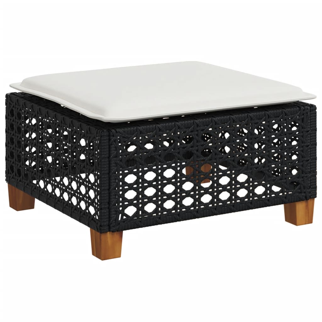 6 részes fekete polyrattan kerti ülőgarnitúra párnákkal