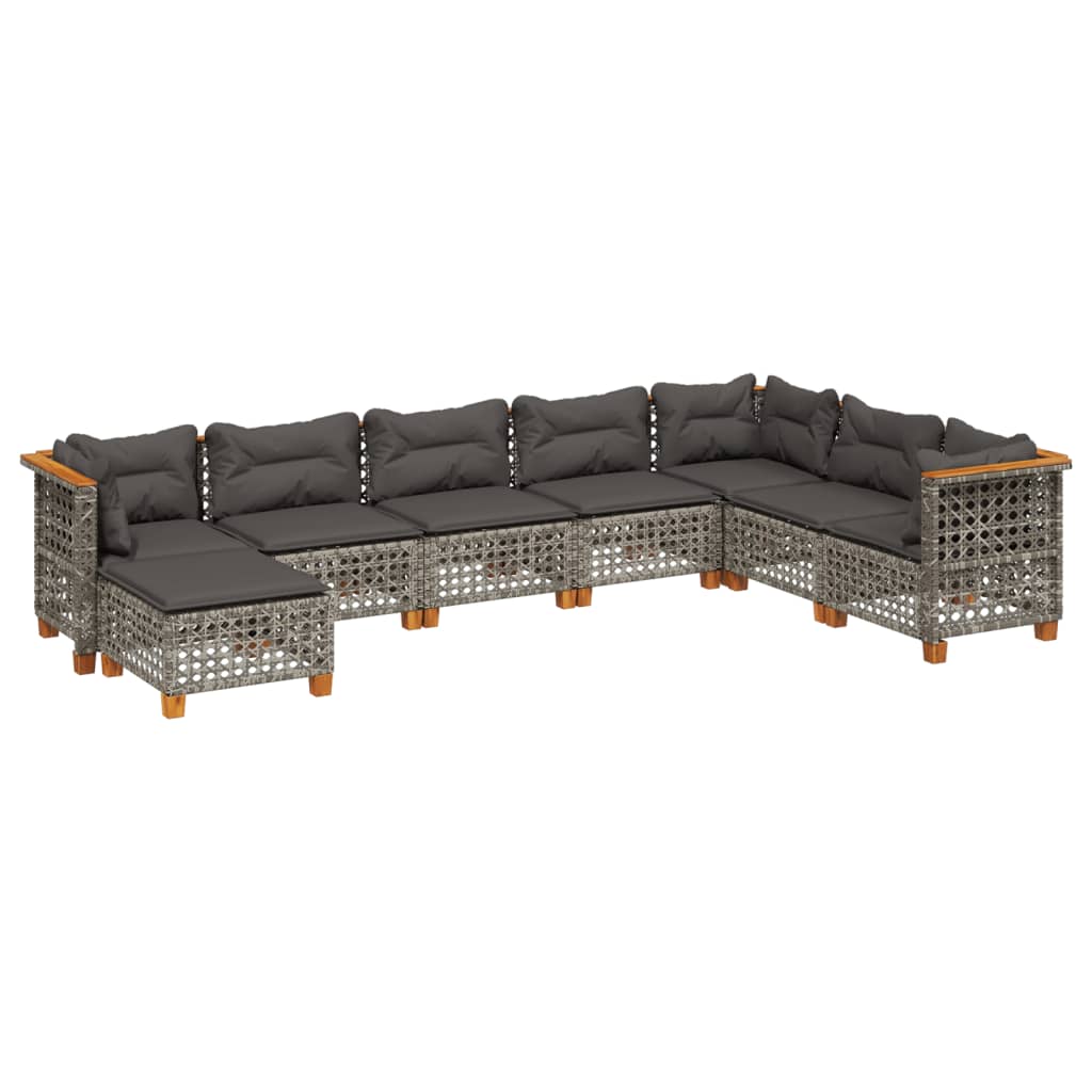 8 részes szürke polyrattan kerti ülőgarnitúra párnákkal