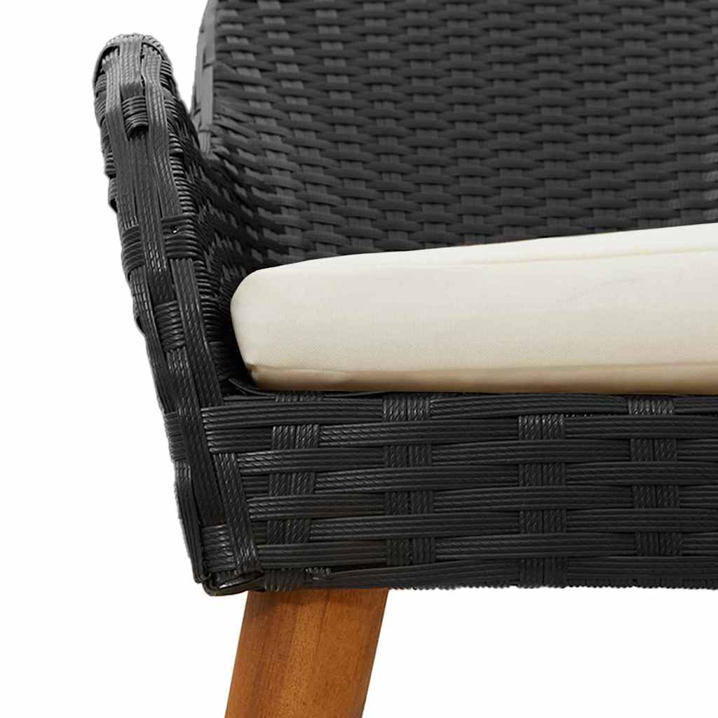 Kert étkező szett párnával 3 pcs Fekete polirattan