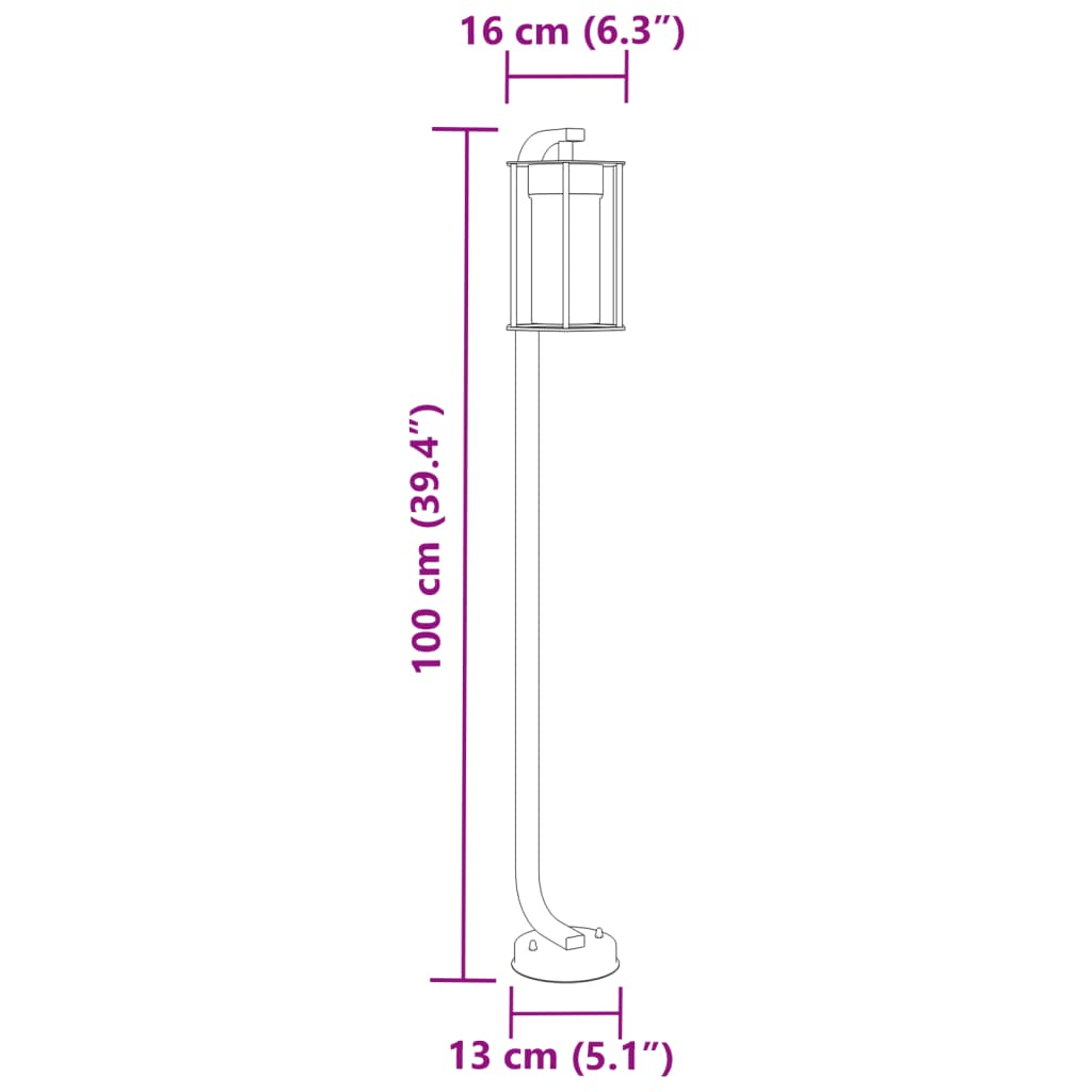 fekete rozsdamentes acél kültéri állólámpa 100 cm