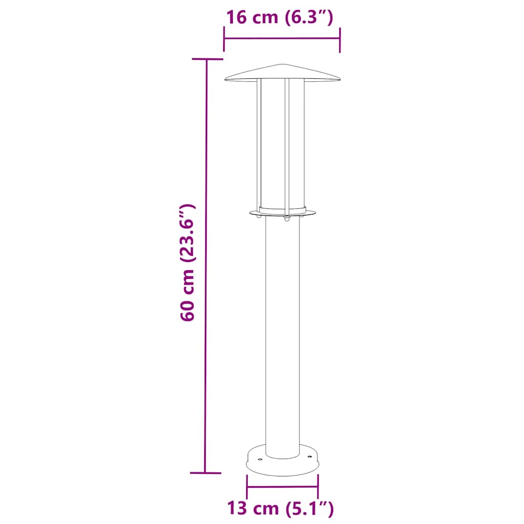 fekete rozsdamentes acél kültéri állólámpa 60 cm