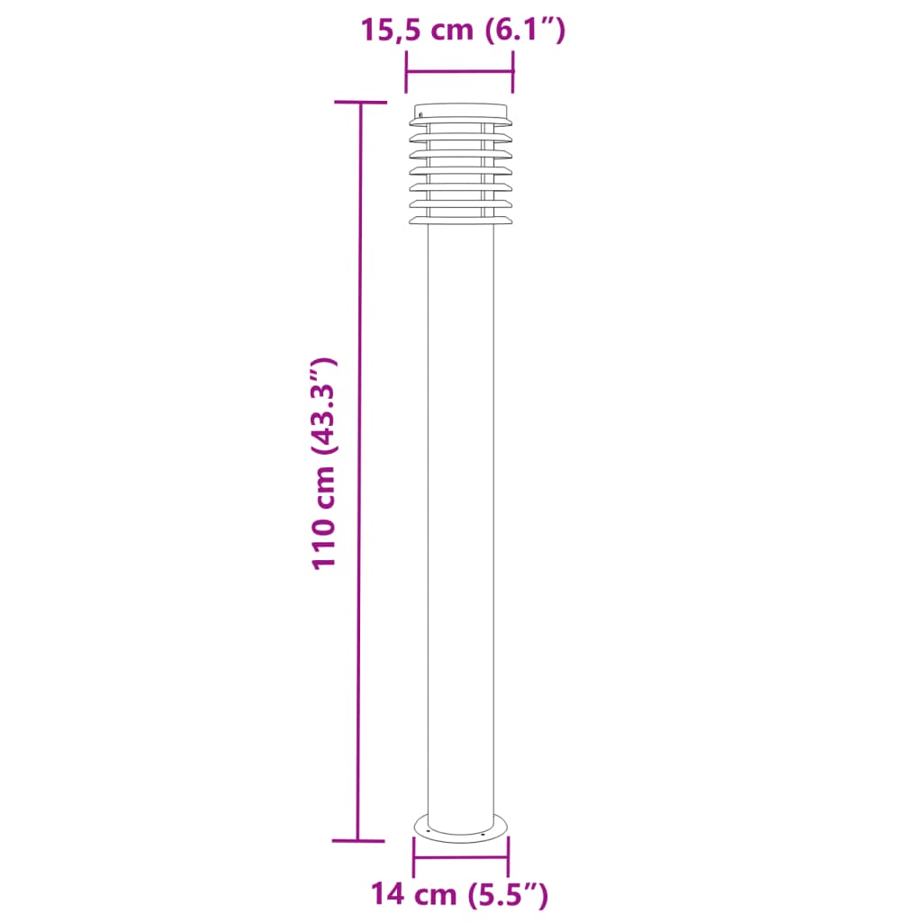 fekete rozsdamentes acél kültéri állólámpa 110 cm