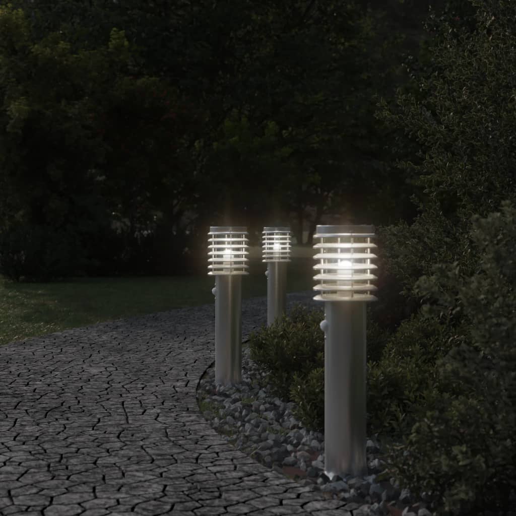 ezüst rozsdamentes acél kültéri állólámpa érzékelővel 60 cm