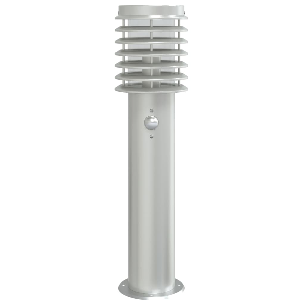 ezüst rozsdamentes acél kültéri állólámpa érzékelővel 60 cm