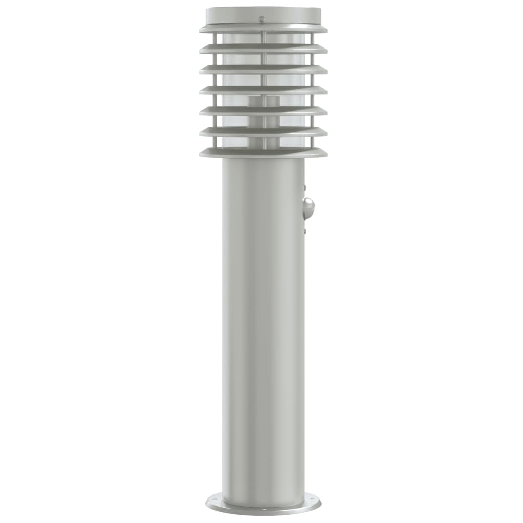 ezüst rozsdamentes acél kültéri állólámpa érzékelővel 60 cm