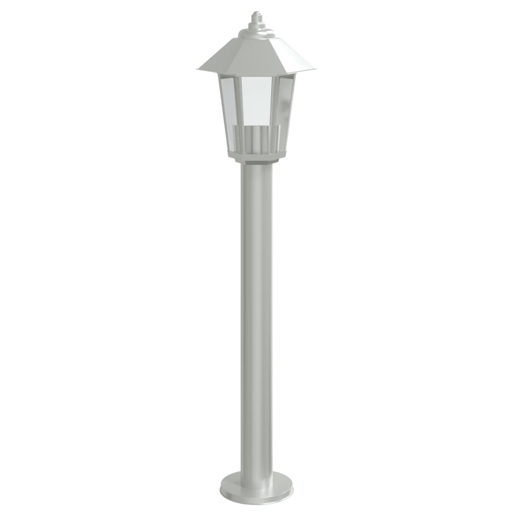 3 db ezüstszínű rozsdamentes acél kültéri állólámpa 80 cm