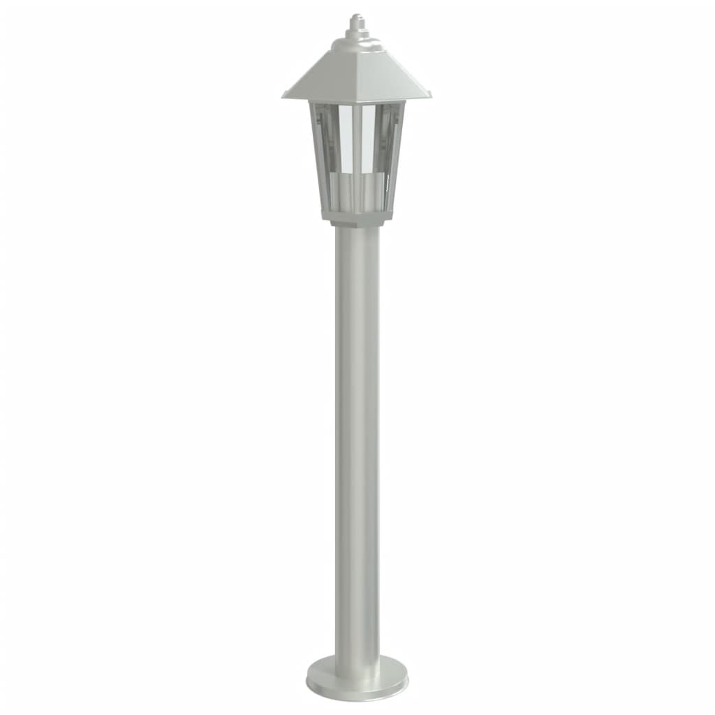 3 db ezüstszínű rozsdamentes acél kültéri állólámpa 80 cm