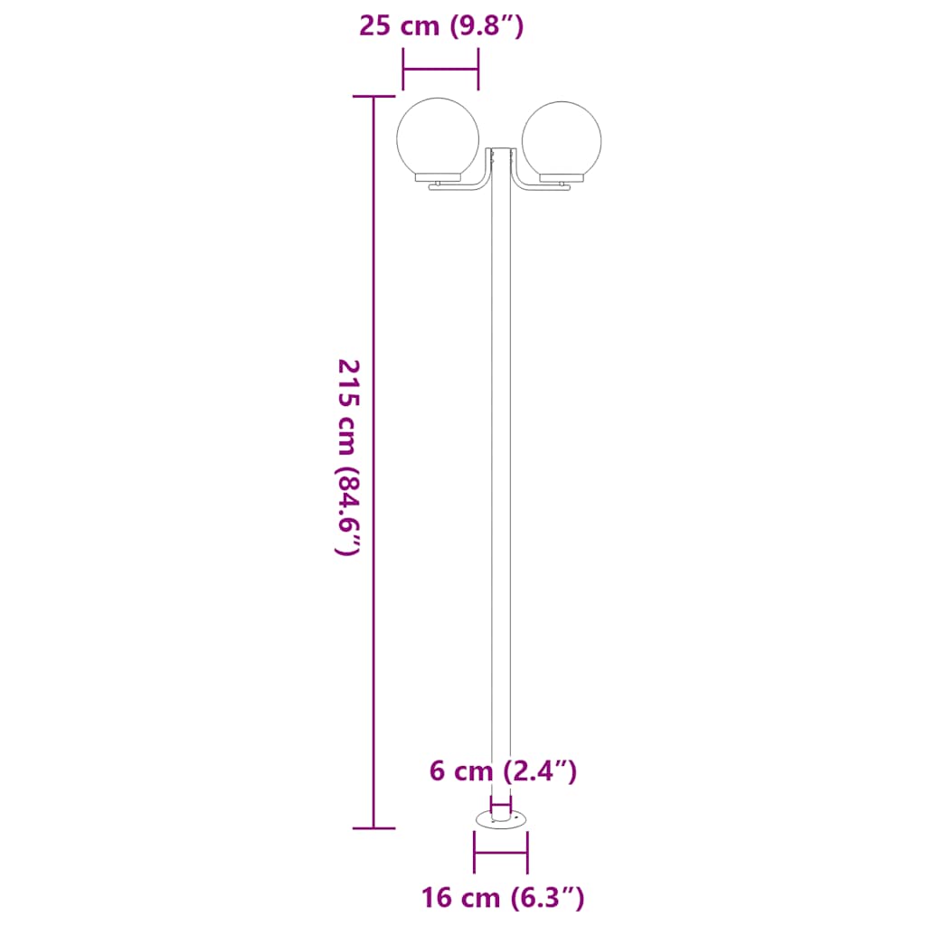 3 db ezüstszínű rozsdamentes acél kültéri állólámpa 215 cm