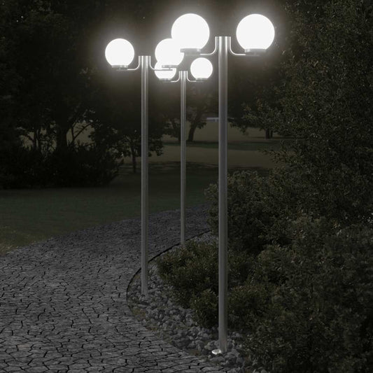 3 db ezüstszínű rozsdamentes acél kültéri állólámpa 215 cm