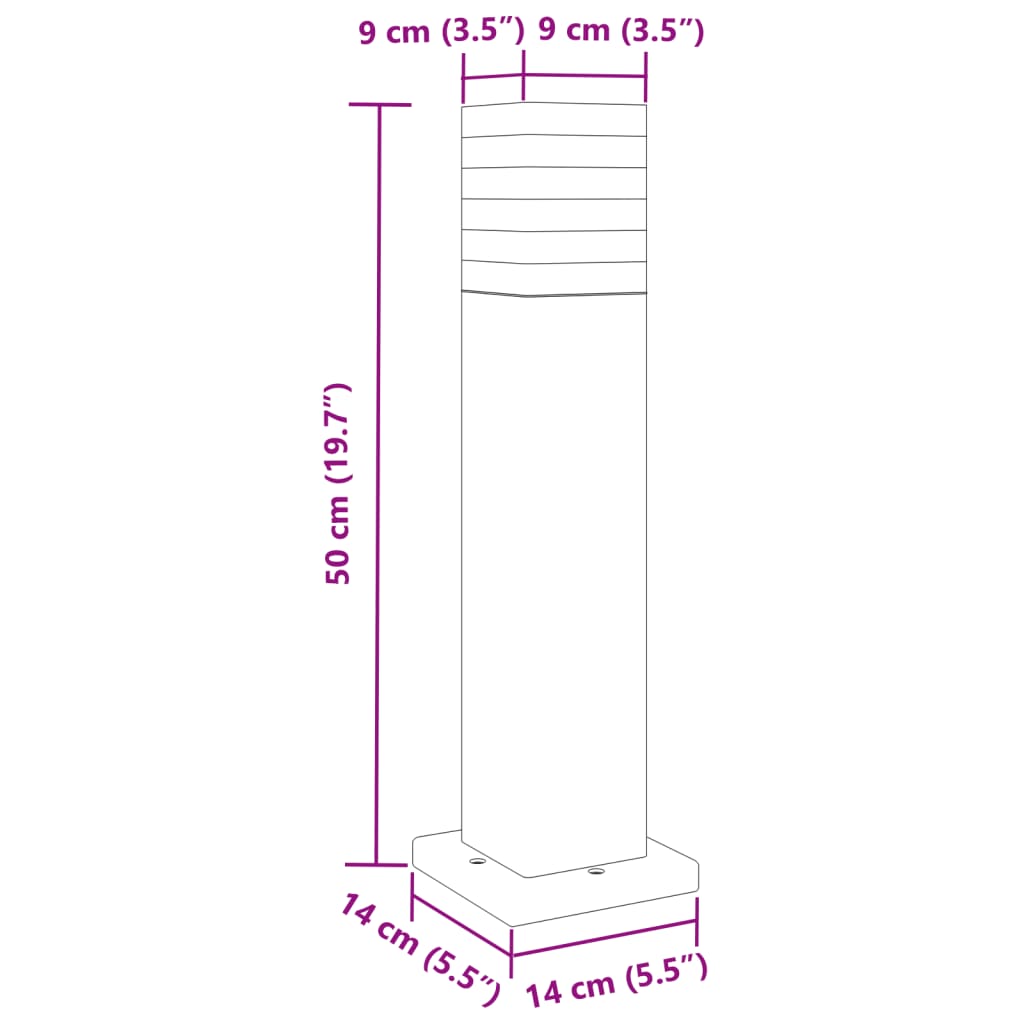 3 db fekete alumínium kültéri állólámpa 50 cm