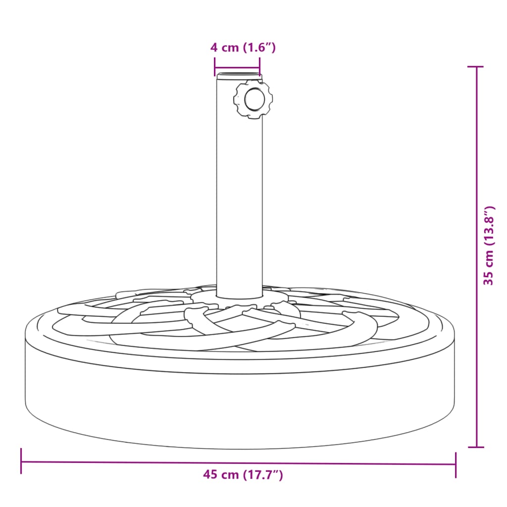 kerek napernyőtalp rúdhoz Ø38 / 48 mm 25 kg