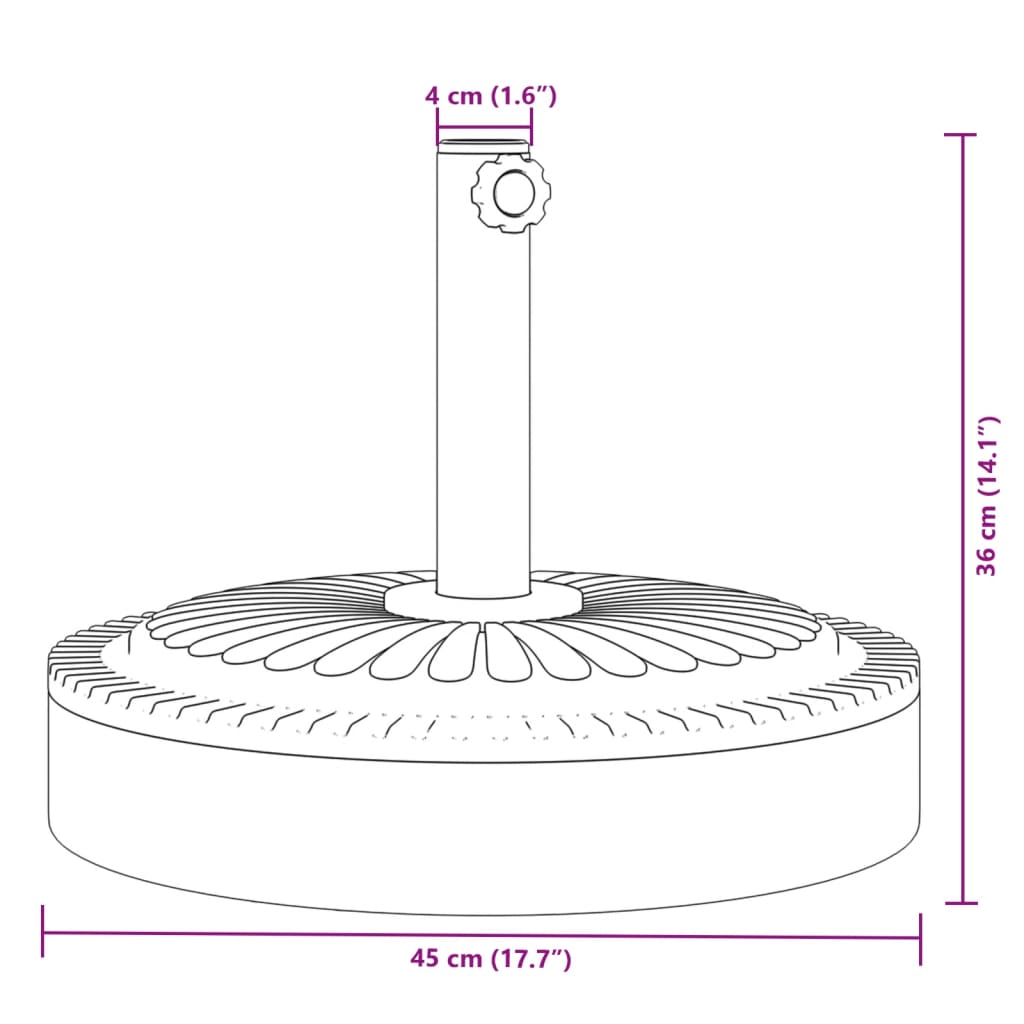 kerek napernyőtalp rúdhoz Ø38 / 48 mm 25 kg