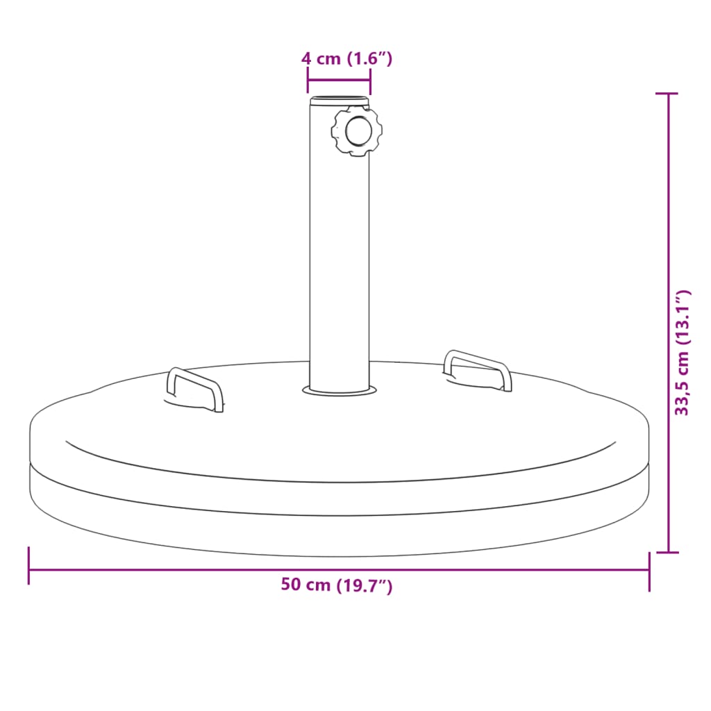 fogantyús kerek napernyőtalp rúdhoz Ø38 / 48 mm 25 kg