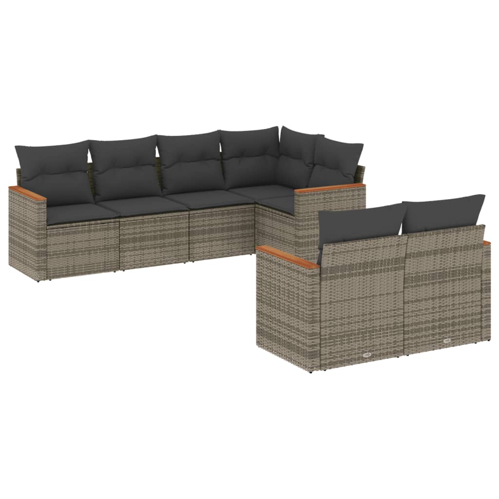 7 részes szürke polyrattan kerti ülőgarnitúra párnákkal
