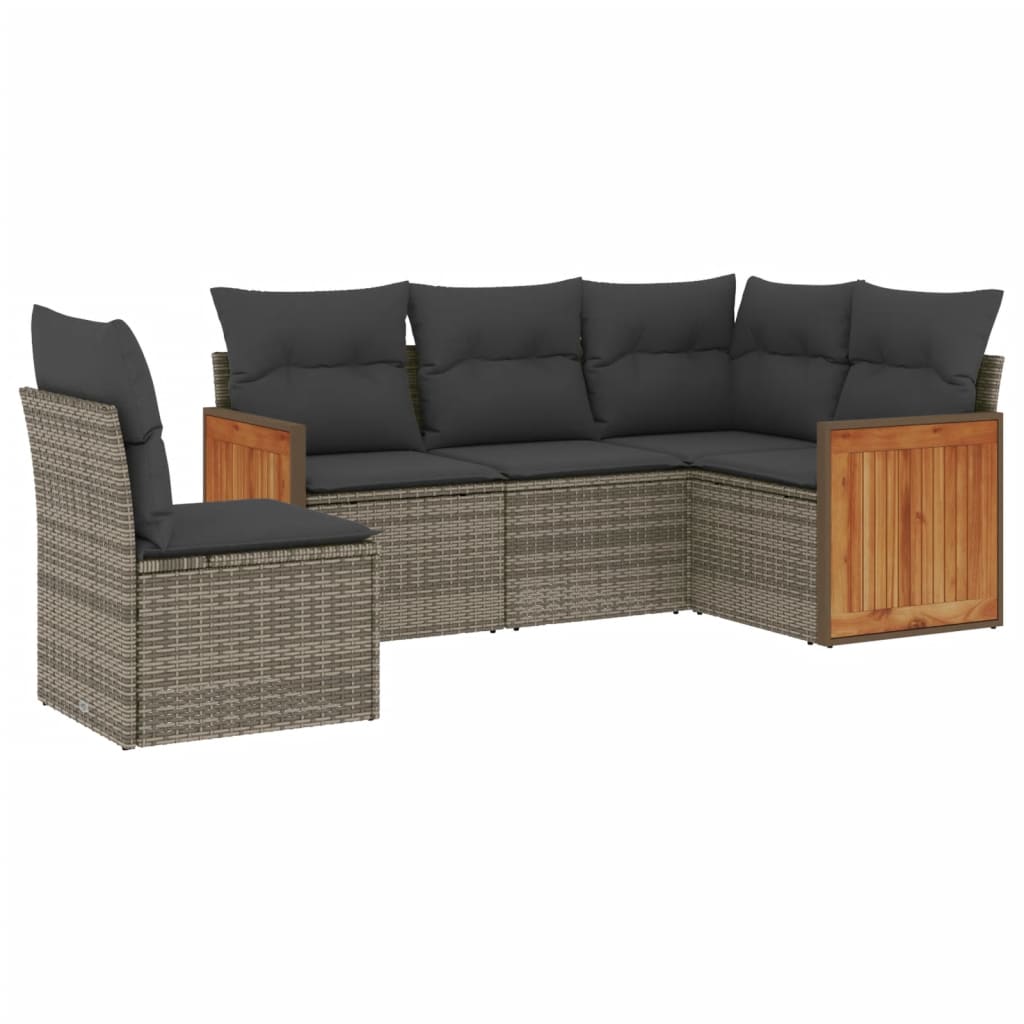 5 részes szürke polyrattan kerti ülőgarnitúra párnákkal
