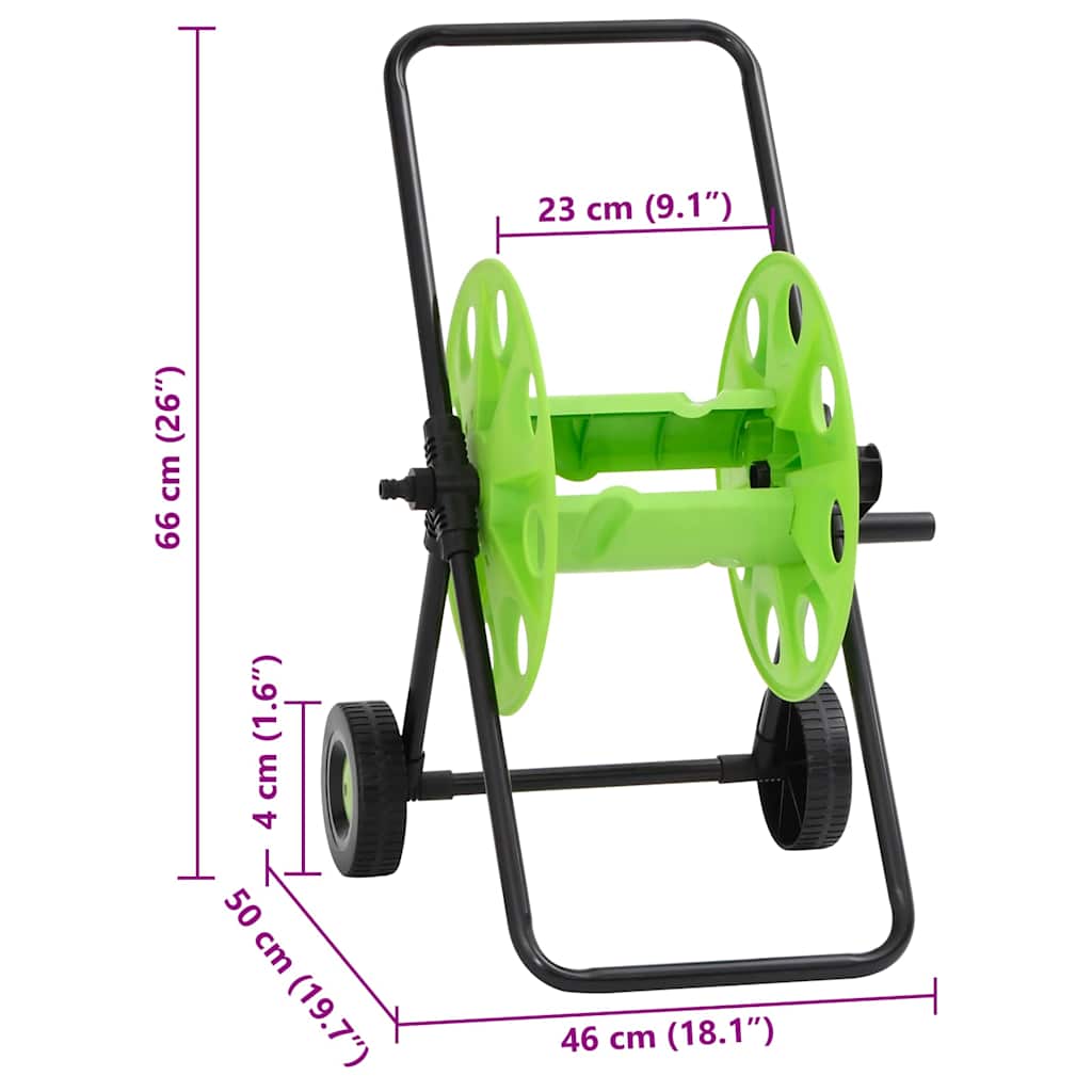 zöld acél kerekes tömlődob 60 m 1/2" tömlőhöz