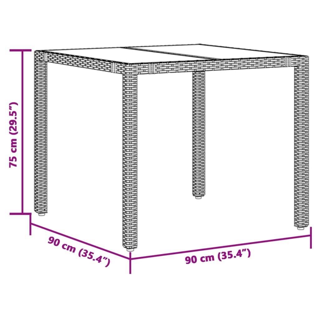 3 részes fekete polyrattan bisztrógarnitúra párnával