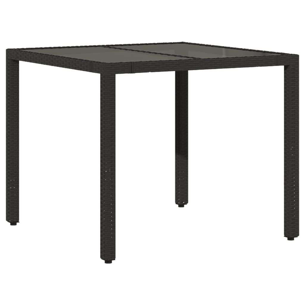 5 részes fekete polyrattan kerti étkezőgarnitúra párnákkal