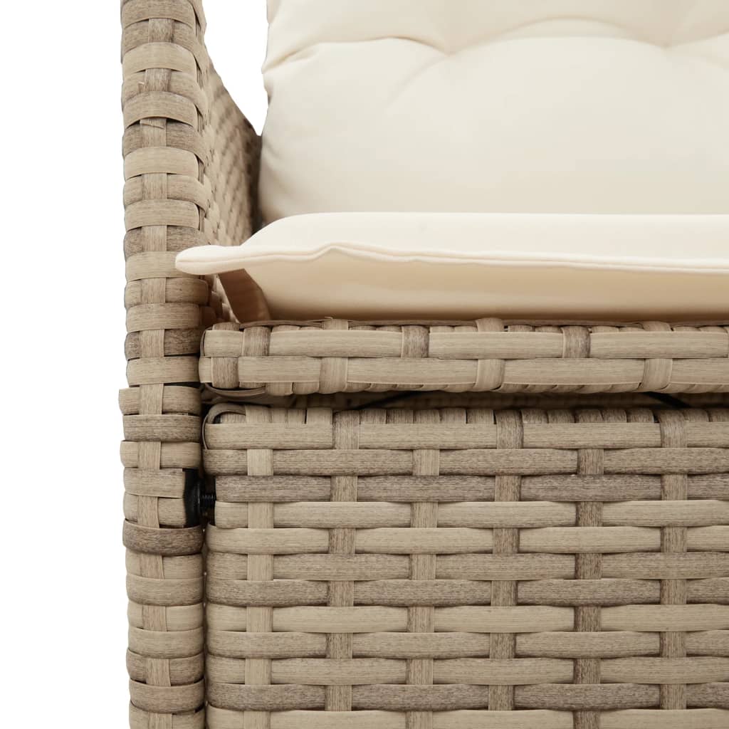 7 részes bézs polyrattan kerti étkezőgarnitúra párnákkal